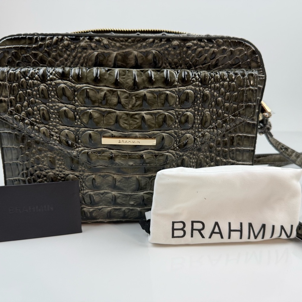 Crossbody NWT - Brahmin Shea Croc Crossbody Bag in Hunter
